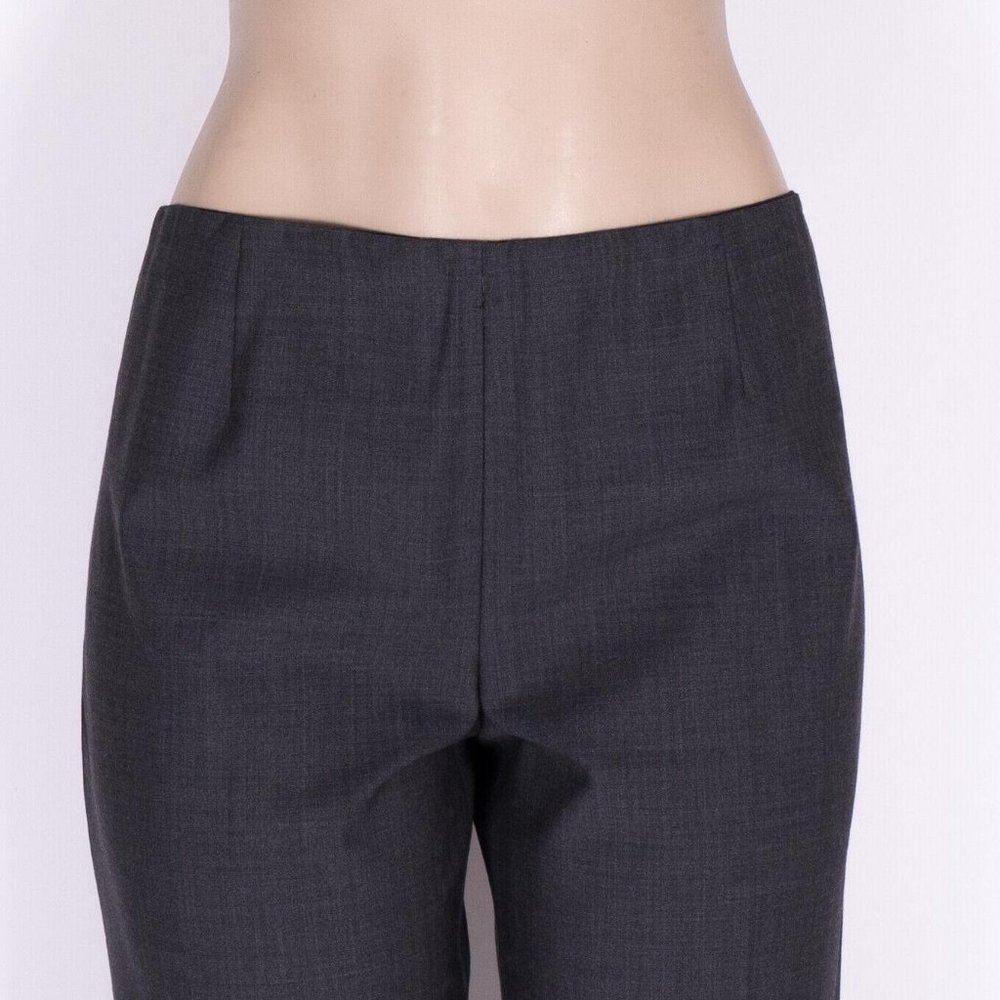 Brunello Cucinelli Gray Wool Blend Stretch Tapered Dress Pants Women's SZ 12